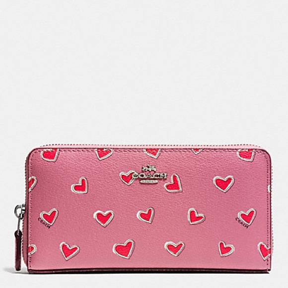 Coach Handbags - Coach ACCORDION ZIP WALLET IN HEART PRINT COATED CANVAS (COACH F53885)